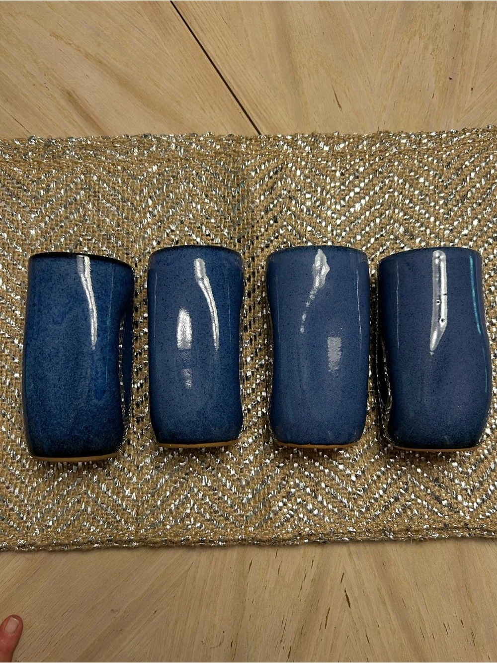 Tate & Walton Pottery Glasses Set of Four Handmade Farmhouse Unique